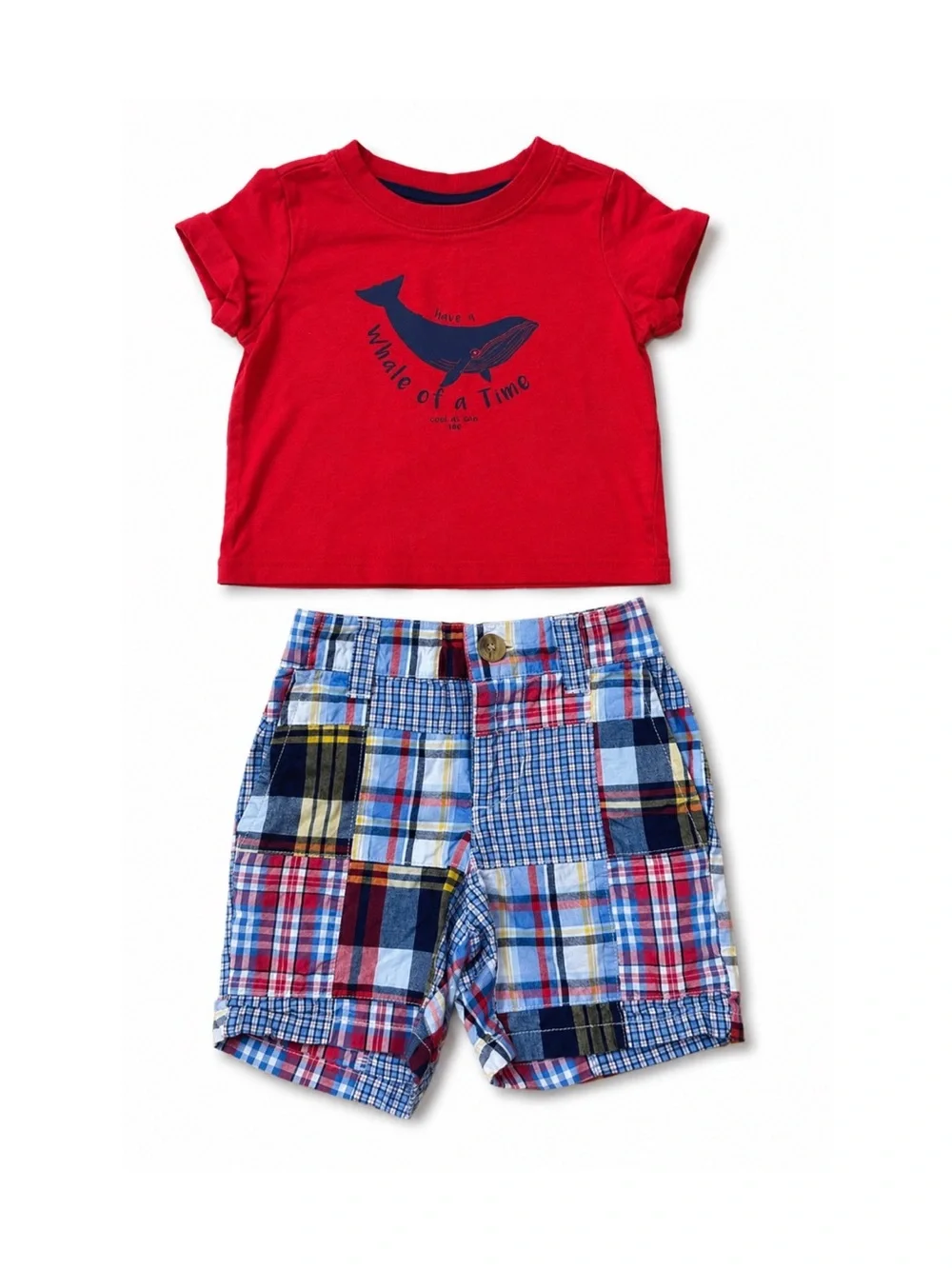 Janie & Jack Red & Blue 2-Piece “Have a Whale of a Time” Outfit Size 3-6M